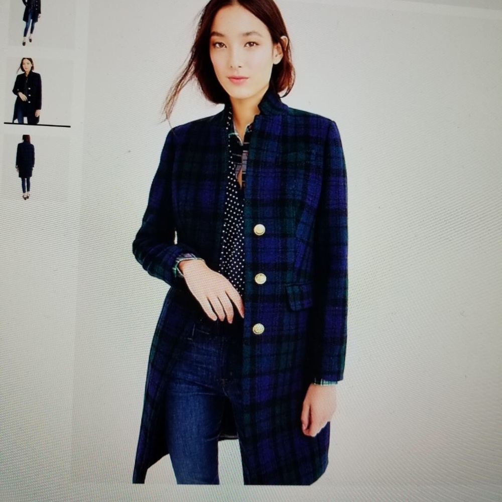 J.crew regent topcoat in black watch flannel